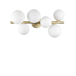 ceiling luminaire PERLAGE 6 flames G9 IP20, white, satined brass dimmable