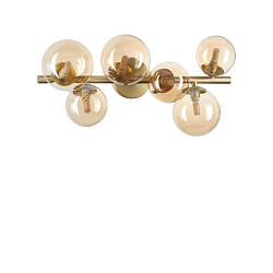 ceiling luminaire PERLAGE 6 flames G9 IP20, amber, satined brass dimmable
