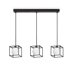 Pendelleuchte LINGOTTO, IP20, 3-flammig, einzeln abgependelt, 3x G9 (inkl., max. 28W), schwarz, schwarz / tzglas wei