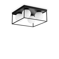 Deckenleuchte LINGOTTO, IP20, 4-flammig, 4x E14 max. 28W (exkl.), schwarz / tzglas wei