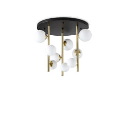 ceiling luminaire PERLAGE 9 flames G9 IP20, white, satined brass dimmable