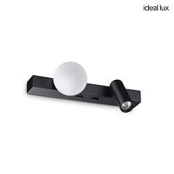 wall luminaire PING PONG with LED spot IP20, black 