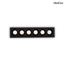 LED Einbaustrahler LIKA FI SLIM, IP20, eckig, 12.2cm, 6-flammig, CRi >90, UGR<19, on-off, 10W 4000K 32, schwarz