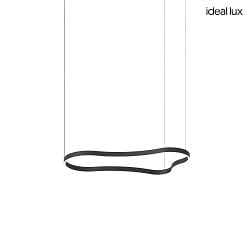 LED Design-Pendelleuchte WAVES-2 SP, IP20, 125.4 x 66.3cm, 45W 3000K 1990lm, CRi >90, schaltbar, schwarz / opal
