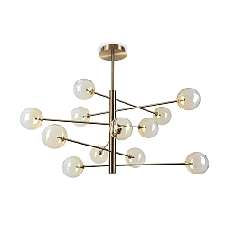 LED Pendelleuchte EQUINOXE, 12-flammig, 12xG4, 2W, 3000K, 200lm, IP20, bernstein/nuanciert
