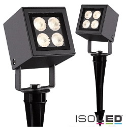 LED Erdspieß-Außenstrahler CUBE, IP65, 4x2W CREE, 3000K 480lm 35°, drehbar und schwenkbar, inkl. Kabel, anthrazit