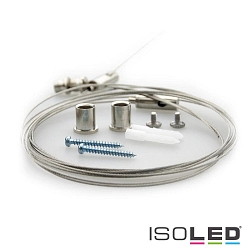 Steel rope suspension (2 pc.) for ISOLED tub lights / linear luminaires, with ceiling screwing + counter piece, 250cm