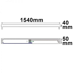 Aluminium holder for 150cm T8 tube lamps, IP20, 0-260V AC, G13 two-sided, wired, without starter, white