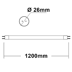 T8 LED tube NANO+, 120cm, IP20, 100-260V AC, G13, 18W 6000K 2600lm 300, not dimmable, frosted