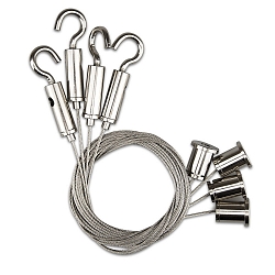 Stahlseil-Abhngung (4 Stk.) fr LED Panels, mit Deckenverschraubung und Gegenstck mit Haken, 150cm