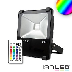 Outdoor LED floodlight RGB incl. wireless remote, IP66, rotatable and swivelling, dimmable, die-cast aluminium, black