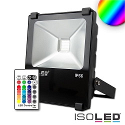 Outdoor LED Fluter RGB inkl. Funk-Fernbedienung, IP66, dreh- und schwenkbar, dimmbar, Alu-Druckguss, schwarz, 30W RGB 120