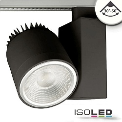 LED 3-Phasen Schienenstrahler, fokussierbar 30-50, 30W, drehbar und schwenkbar, dimmbar, 4000K 3000lm, Schwarz matt