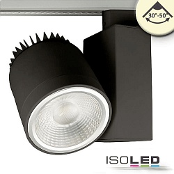 LED 3-Phasen Schienenstrahler, fokussierbar 30-50, 30W, drehbar und schwenkbar, dimmbar, 3000K 2700lm, Schwarz matt