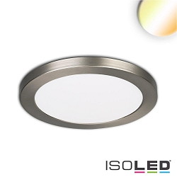 LED ceiling luminaire Slim Flex, IP44, 12W, ColorSwitch 3000|3500|4000K 1020lm 120, variable opening, brushed nickel