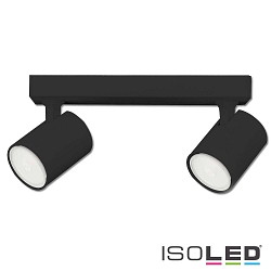 Wall- and ceiling luminaire GU10 Dual, 2 flame, IP20, swivelling, excl. lamps, aluminium, matt black