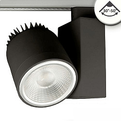 LED 3-Phasen Schienenstrahler, fokussierbar 30-50, 35W, CRi >92, drehbar, 4000K 4500lm, Schwarz matt