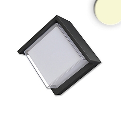 LED Auenwandleuchte, IP54, mit Dach, Eckig, 11 x 11cm, 6W 3000K 380lm, Aluminium, sandschwarz