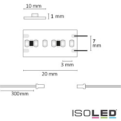 LED CRI940 MiniAMP Flex strip, 24V, 12W, 4000K, both sided 30cm cable with male plug, 500cm
