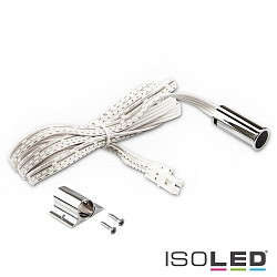 MiniAMP contact-sensor, round, IP20, recesses + surface mount, 12-24V DC, 3A, with 2x 150cm white cable, chrome