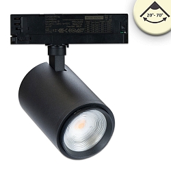 LED 3-Phasen Schienenstrahler, fokussierbar, 42W 3500K 4200lm 20-70, CRI92, Schwarz matt