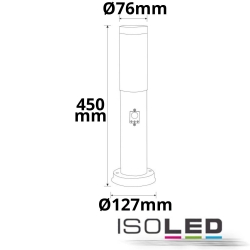 bollard lamp 450 SENSOR cylindrical, with sensor, switchable E27 IP44, stainless steel 