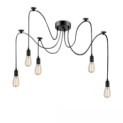 Luci a sospesione SPIDER 1 5-Lampadine, rotondo, senza paralume E27 IP20, Nero dimmerabile