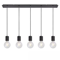 pendant luminaire 5 flames, long, without shade E27 IP20, black dimmable