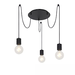 pendant luminaire 3 flames, round, without shade E27 IP20, black dimmable