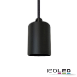 E27 Fassung, schwarz, mit schwarzem Kabel, offenes Kabelende, Pendel 160cm