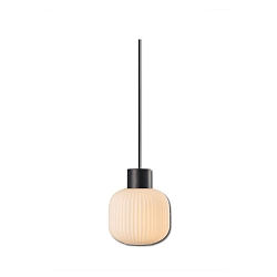 pendant luminaire INFINITY WHITE GLASS ROUND round E27 IP20, black dimmable