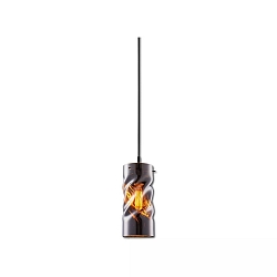 pendant luminaire INFINITY SMOKY CURLED GLASS 2-pole E27 IP20, black dimmable