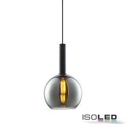 Pendelleuchte Glas, rund, E27, 25cm, 50-300cm, IP20, schwarz