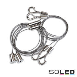 accessories wire suspension Y-TYPE 150CM set of 2, with carabiner, silver 150cm
