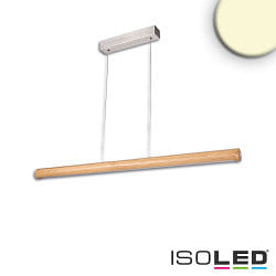 LED Pendelleuchte RUNDLING mit Rollzug, 120cm, 35W 3000K, Eiche gelt, dimmbar, Baldachin nickel