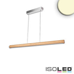 LED Pendelleuchte RUNDLING mit Rollzug, 160cm, 45W 3000K, Eiche gelt, dimmbar, Baldachin nickel