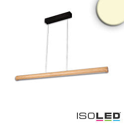 LED Pendelleuchte RUNDLING mit Rollzug, 160cm, 45W 3000K, Eiche gelt, dimmbar, Baldachin schwarz