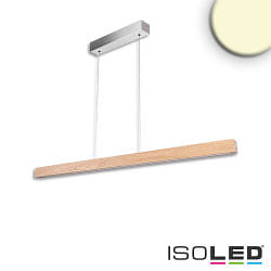LED Pendelleuchte PFETTE mit Rollzug, 120cm, 35W 3000K, dimmbar, Eiche gelt, Baldachin nickel