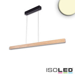 LED Pendelleuchte PFETTE mit Rollzug, 120cm, 35W 3000K, dimmbar, Eiche gelt, Baldachin schwarz