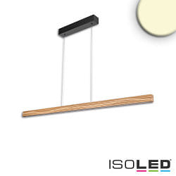 LED Pendelleuchte RIFFL, Up&Down, mit Rollzug, 120cm, 28W 3000K, Eiche gelt, dimmbar, Baldachin schwarz