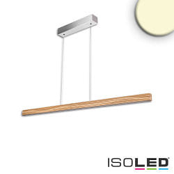 LED Pendelleuchte RIFFL mit Rollzug, 120cm, 28W 3000K, Eiche gelt, dimmbar, Baldachin nickel