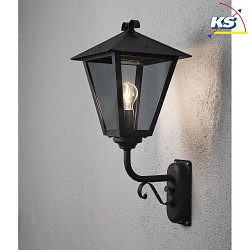 Wandleuchte BENU UP, E27 max. 100W, Schwarz, Aluminium / Rauch-Acrylglas