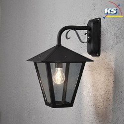 Wandleuchte BENU DOWN, E27 max. 100W, Schwarz, Aluminium / Rauch-Acrylglas