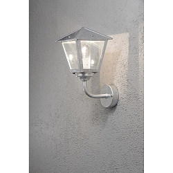 Wall luminaire BENU UP, SMALL, E27 max. 60W, galvanised steel / smoked acrylic glass