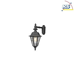 Wandleuchte PALLAS DOWN BIG, Hhe 53.5cm, E27 max. 60W, Schwarz, Aluminium / Rauch-Acrylglas