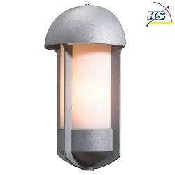 Wall luminaire TYR, E27 max. 60W, silver, aluminium / opal acrylic glass