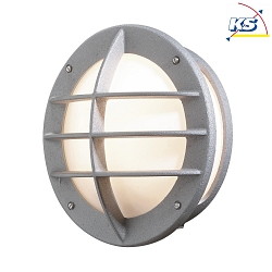 Wall luminaire ODEN, E27 max. 60W, silver, aluminium / opal acrylic glass