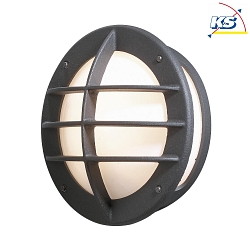 Wall luminaire ODEN, E27 max. 60W, black aluminium / opal acrylic glass
