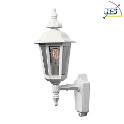 Wall luminaire PALLAS UP SMALL, height 48cm, E27 max. 60W, white aluminium / smoked acrylic glass