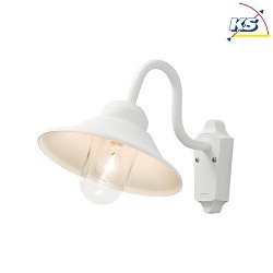 Outdoor wall luminaire VEGA, E27 max. 60W, white aluminium / clear glass